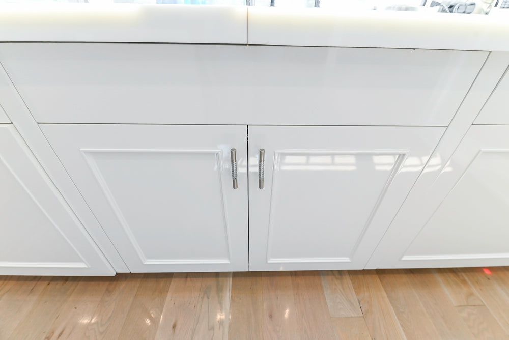 Custom Transitional White Kitchen with Natural Wood Toned Island, Quartz and Granite Countertops, 60" Wolf Range and Appliances