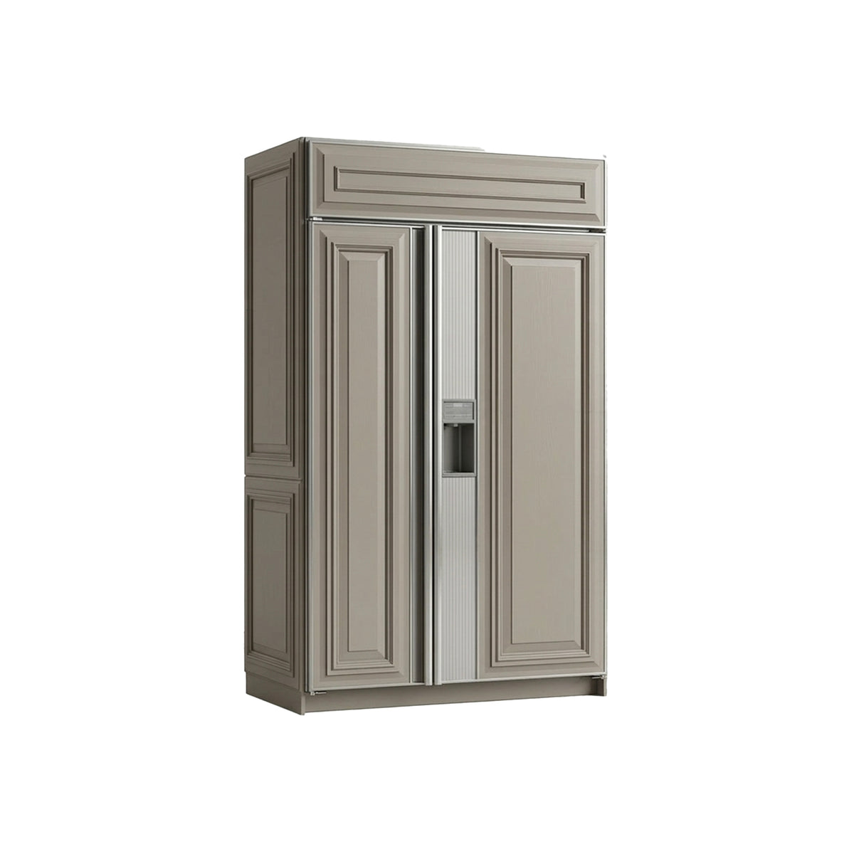 Sub-Zero 690/F 48-inch refrigerator with custom gray cabinet panels

