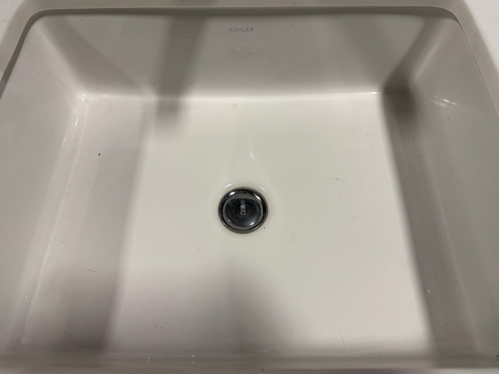 Modern Grey 35" Single Vanity With White Top, Kohler Sink and Polished Chrome Three-Piece Faucet