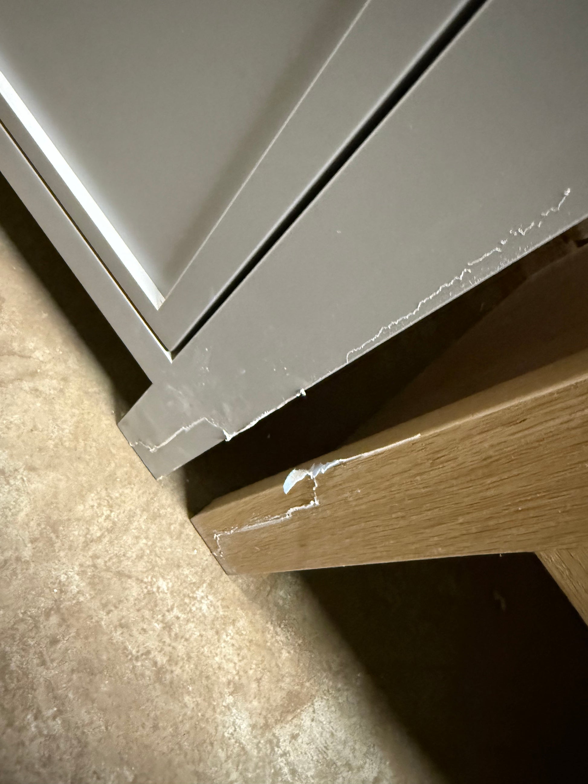 Modern Grey 35" Single Vanity With White Top, Kohler Sink and Polished Chrome Three-Piece Faucet