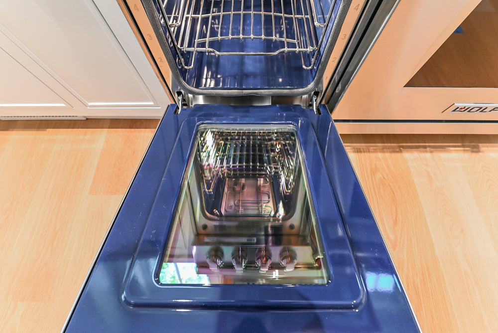 Custom Transitional White Kitchen with Natural Wood Toned Island, White Marble Countertops and 48" Wolf Range