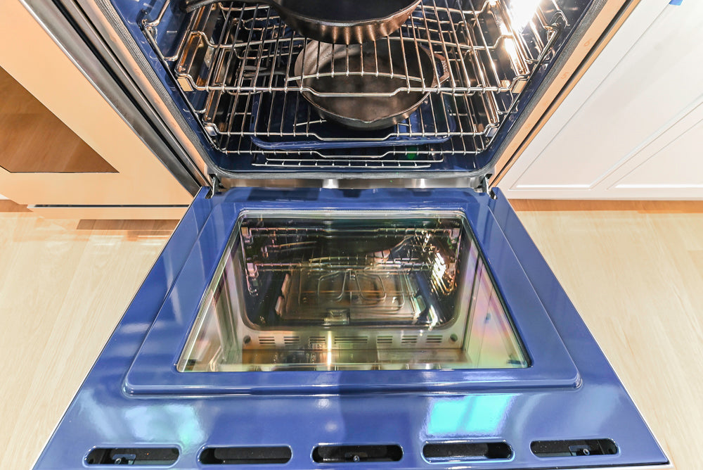 Custom Transitional White Kitchen with Natural Wood Toned Island, White Marble Countertops and 48" Wolf Range