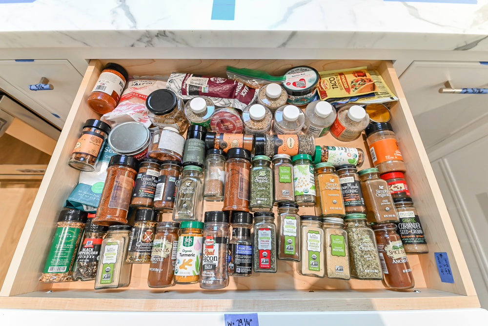Custom Transitional White Kitchen with Natural Wood Toned Island, White Marble Countertops and 48" Wolf Range