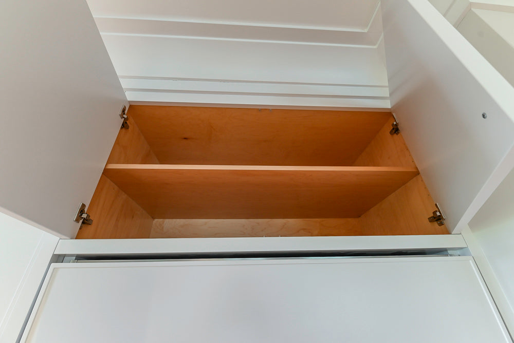Custom Transitional White Kitchen with Natural Wood Toned Island, White Marble Countertops and 48" Wolf Range