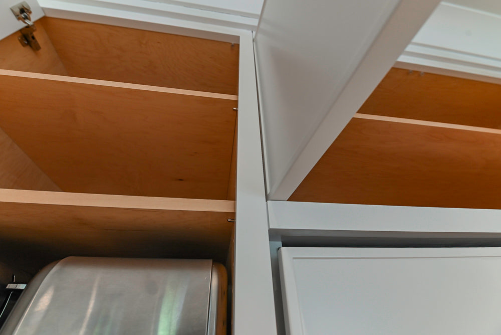 Custom Transitional White Kitchen with Natural Wood Toned Island, White Marble Countertops and 48" Wolf Range