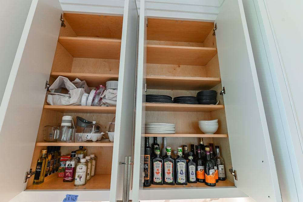 Custom Transitional White Kitchen with Natural Wood Toned Island, White Marble Countertops and 48" Wolf Range