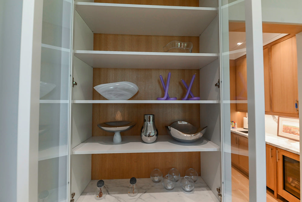 Custom Transitional White Kitchen with Natural Wood Toned Island, White Marble Countertops and 48" Wolf Range