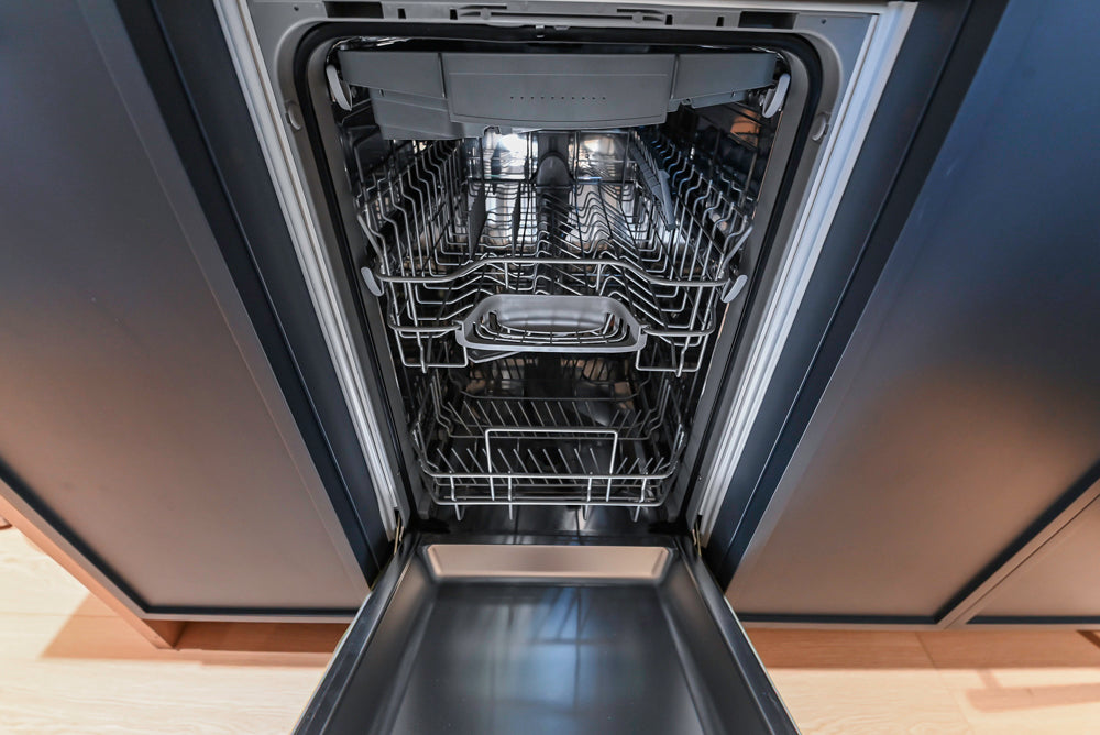 Rein & Jac Transitional Navy & Natural Wood Toned U-Shaped Bar with Marble Countertops, Sink and Faucet
