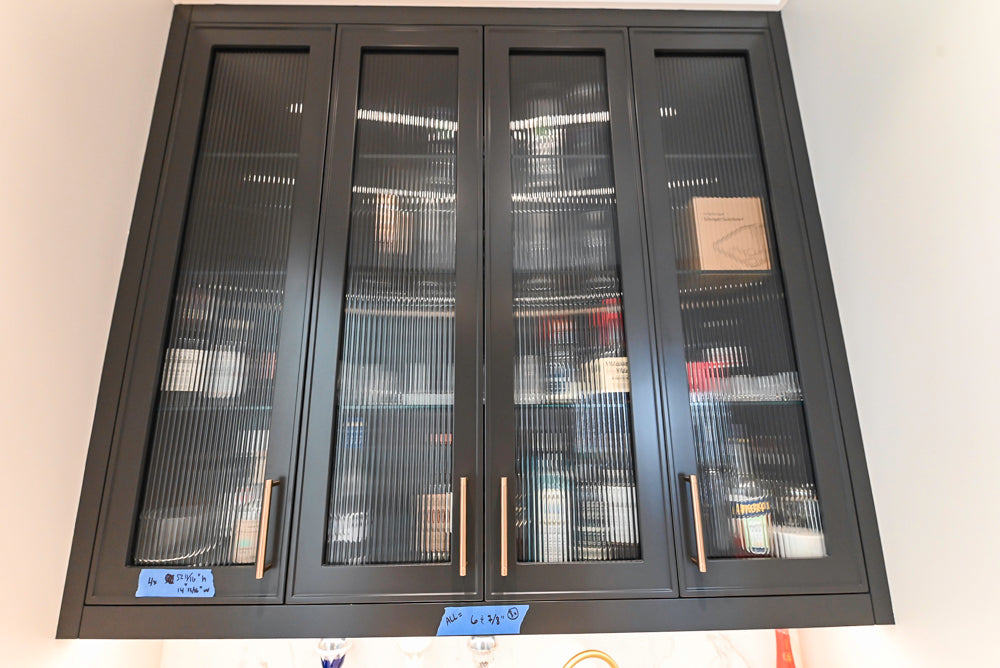 Custom Transitional Black Wet Bar with White Marble Countertops