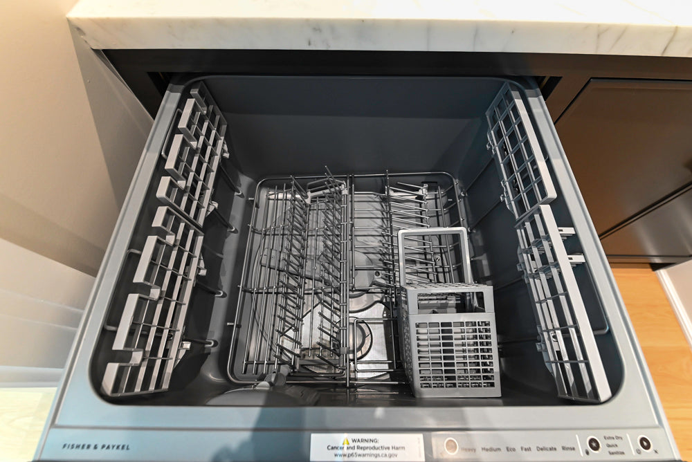 Custom Transitional Black Wet Bar with White Marble Countertops