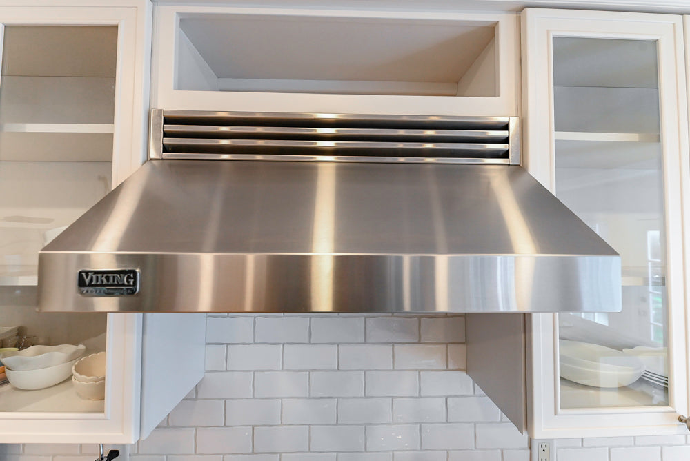 Omega Traditional White Kitchen with Island, Butcher Block Counters and Appliances