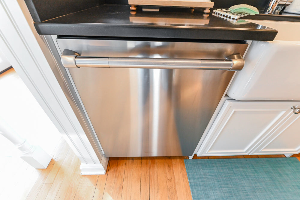 Omega Traditional White Kitchen with Island, Butcher Block Counters and Appliances