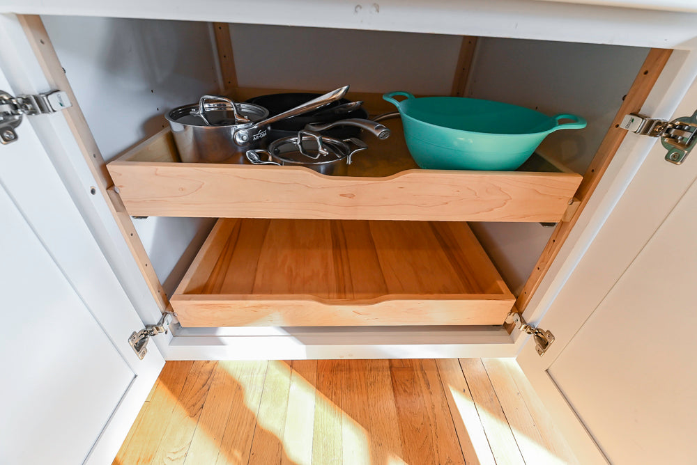 Omega Traditional White Kitchen with Island, Butcher Block Counters and Appliances