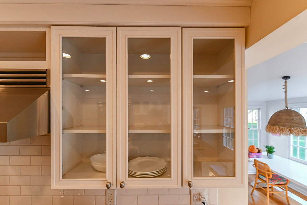 Omega Traditional White Kitchen with Island, Butcher Block Counters and Appliances