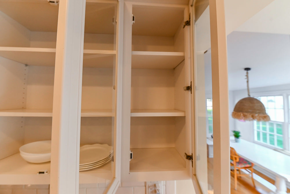 Omega Traditional White Kitchen with Island, Butcher Block Counters and Appliances