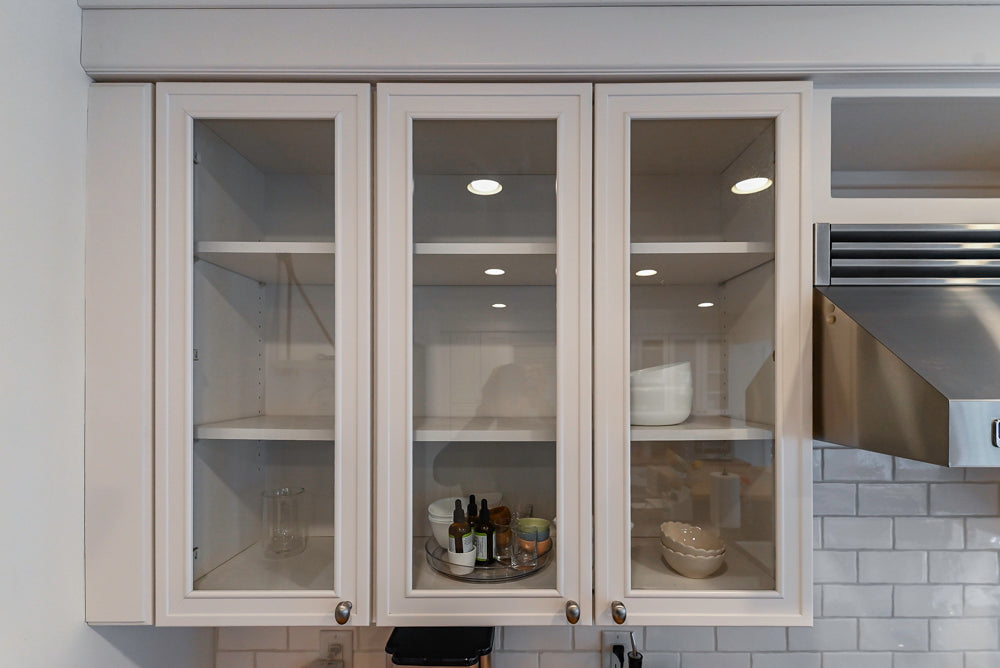 Omega Traditional White Kitchen with Island, Butcher Block Counters and Appliances