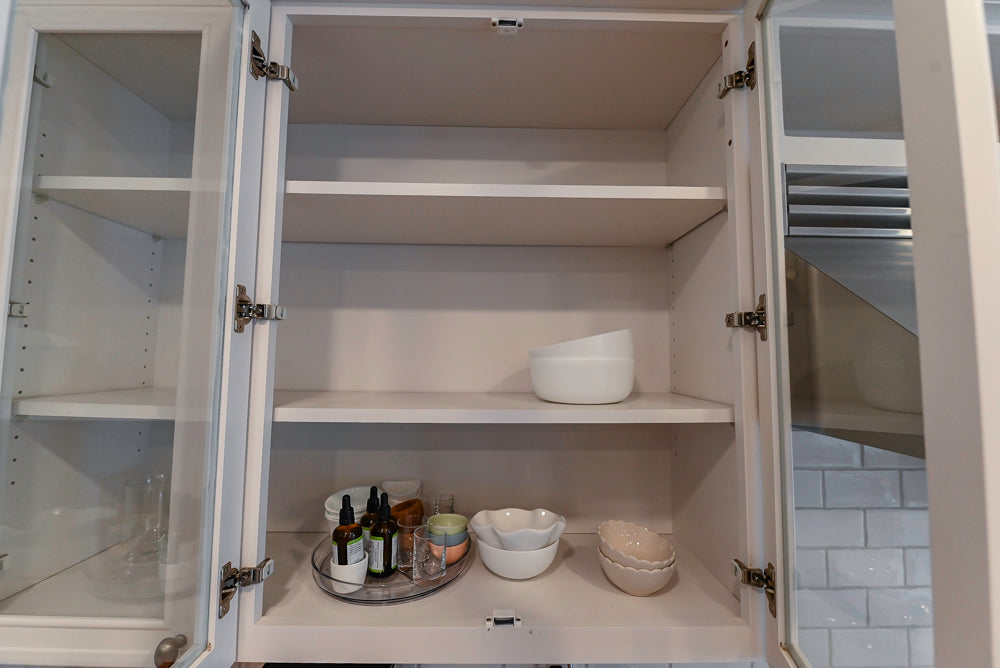 Omega Traditional White Kitchen with Island, Butcher Block Counters and Appliances