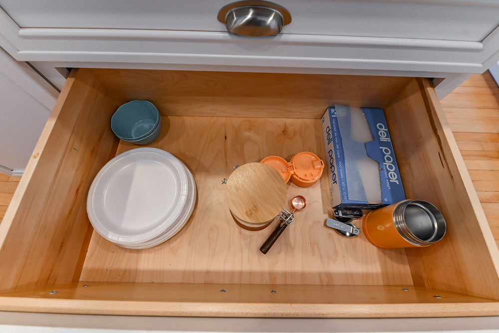 Omega Traditional White Kitchen with Island, Butcher Block Counters and Appliances