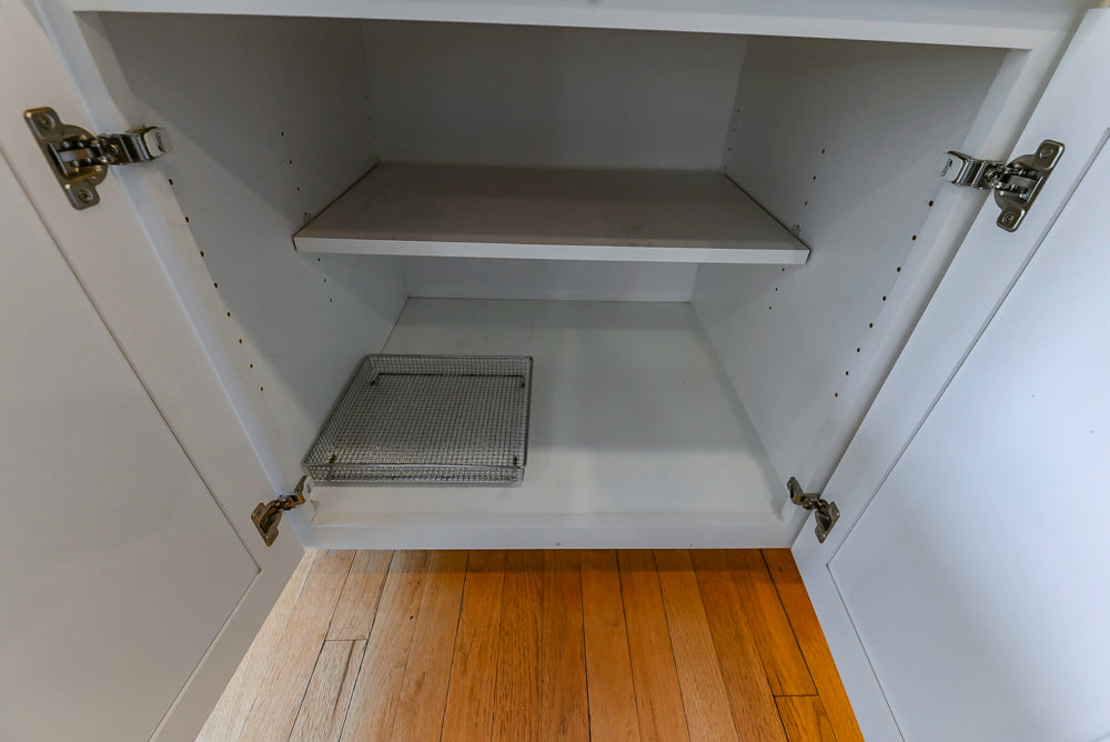 Omega Traditional White Kitchen with Island, Butcher Block Counters and Appliances