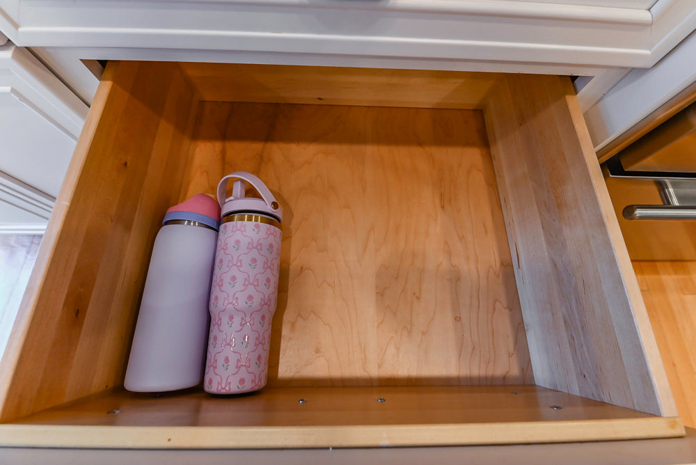 Omega Traditional White Kitchen with Island, Butcher Block Counters and Appliances