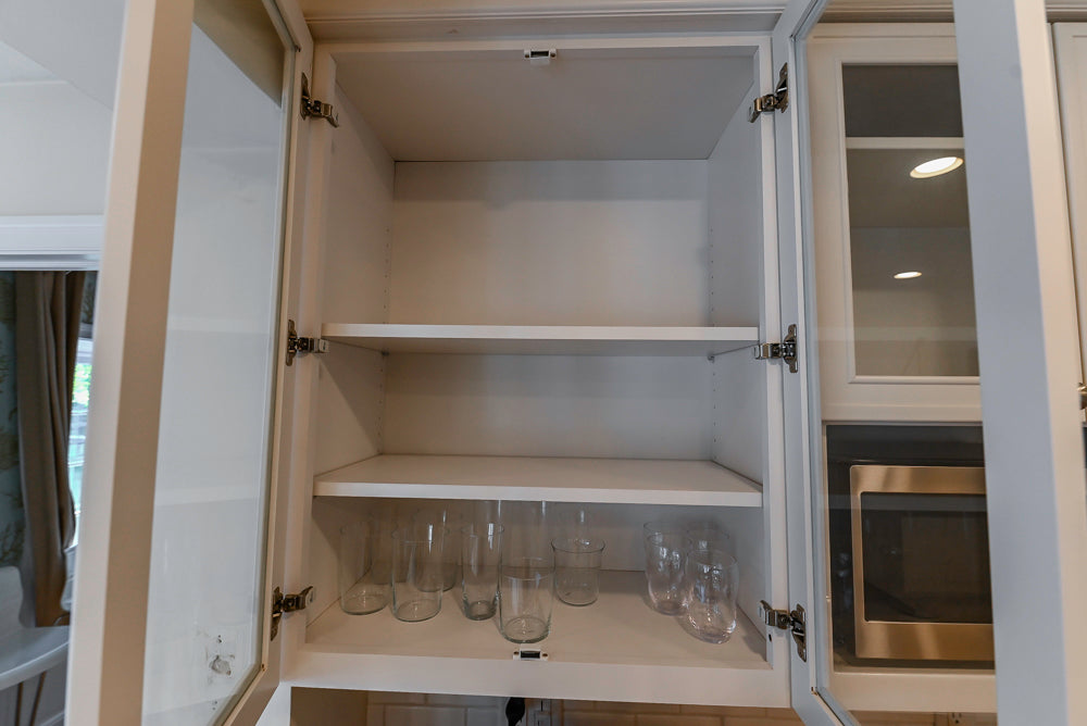 Omega Traditional White Kitchen with Island, Butcher Block Counters and Appliances