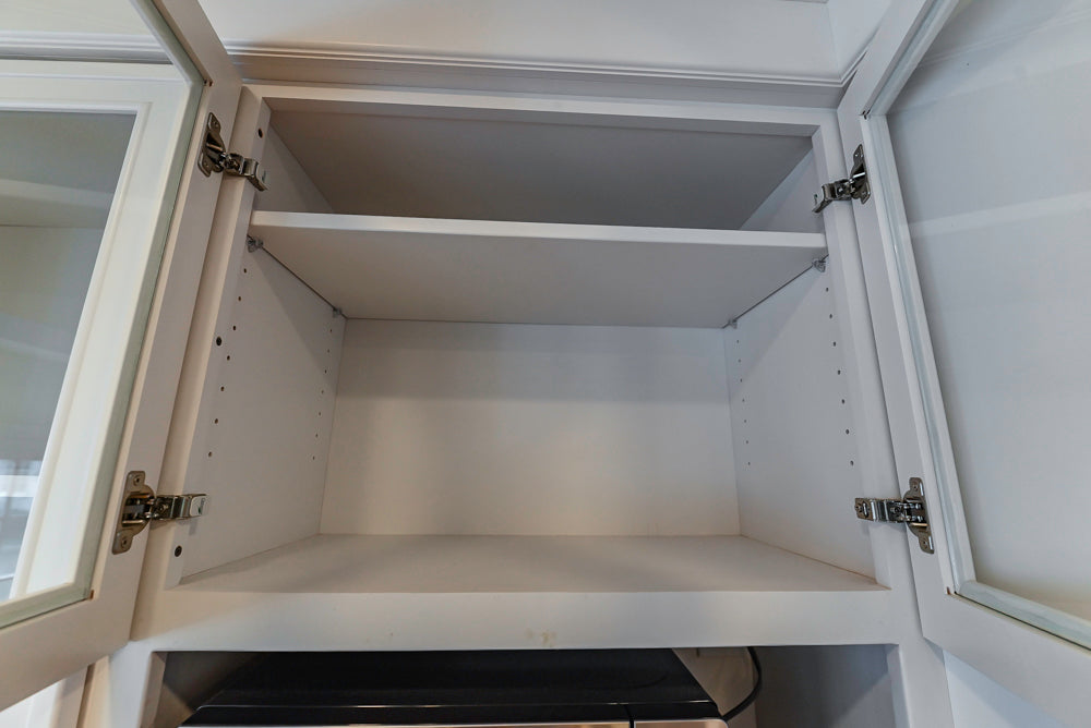 Omega Traditional White Kitchen with Island, Butcher Block Counters and Appliances