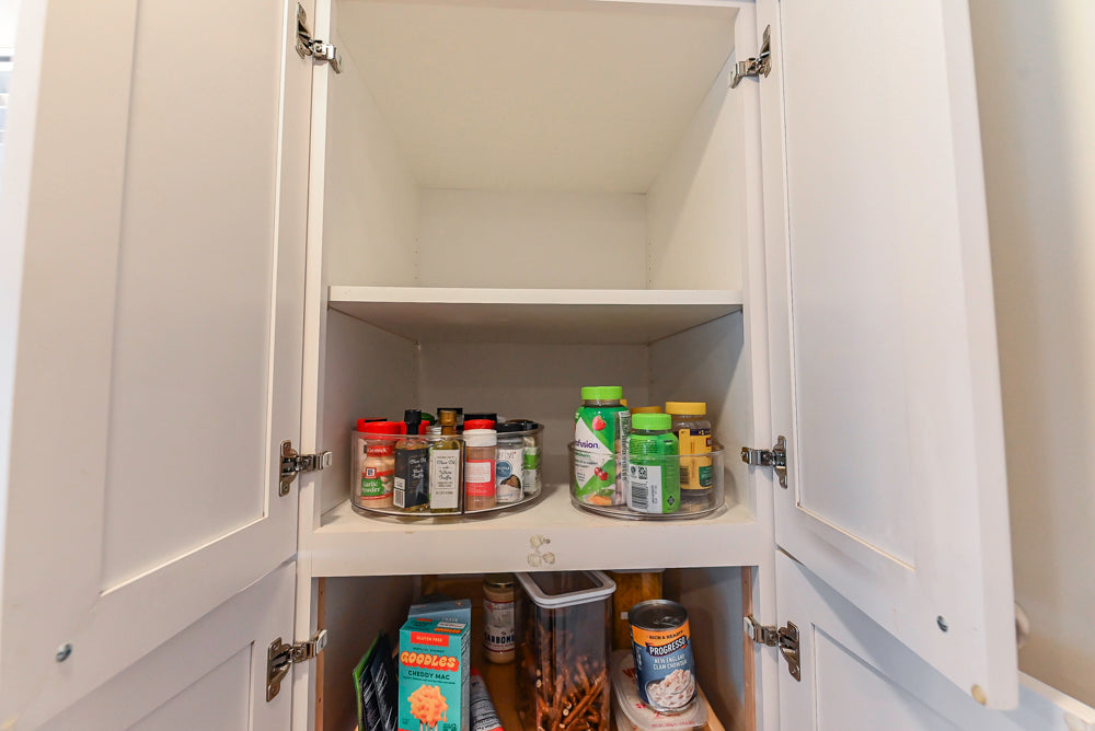 Omega Traditional White Kitchen with Island, Butcher Block Counters and Appliances