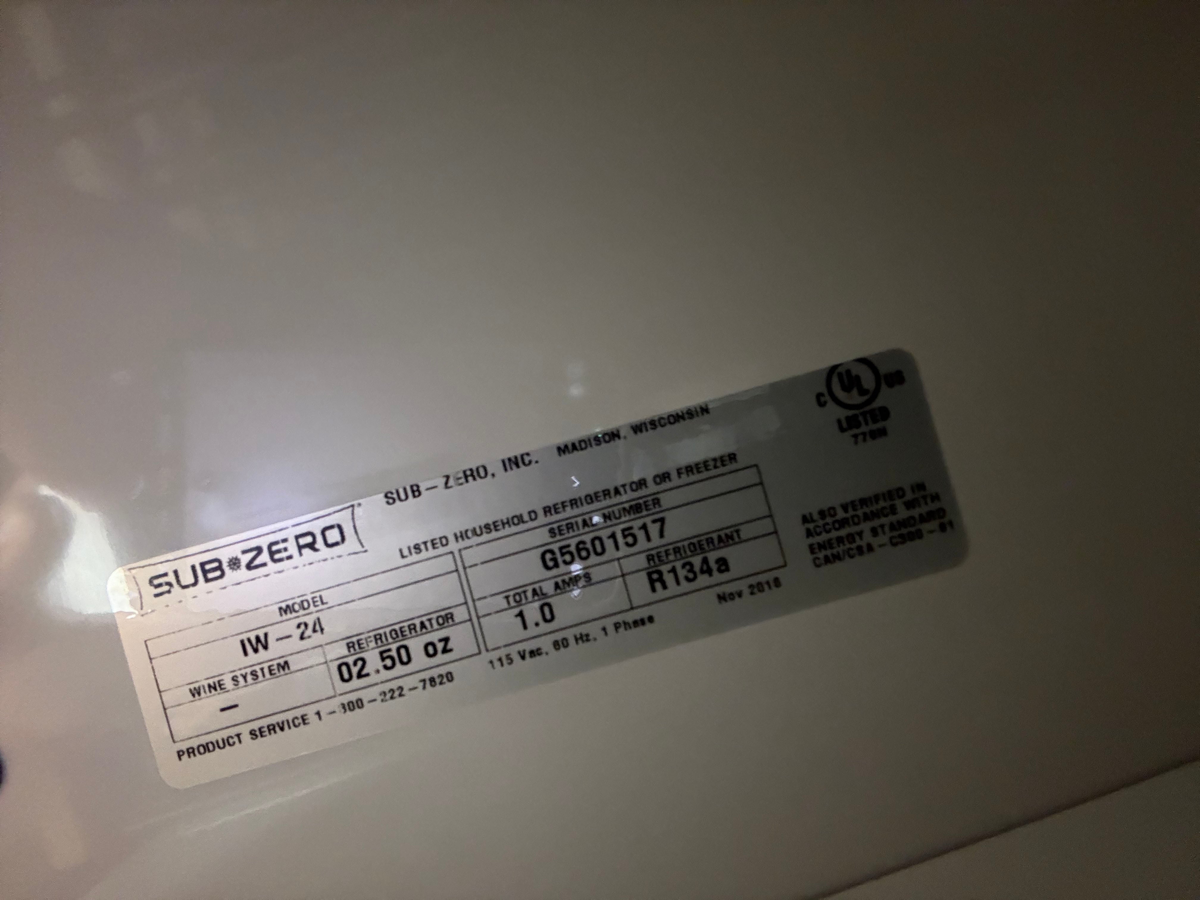 Sub-Zero IW-24 24" Panel Ready with Glass Door Tall Wine Cooler, 2016, Pre-Owned