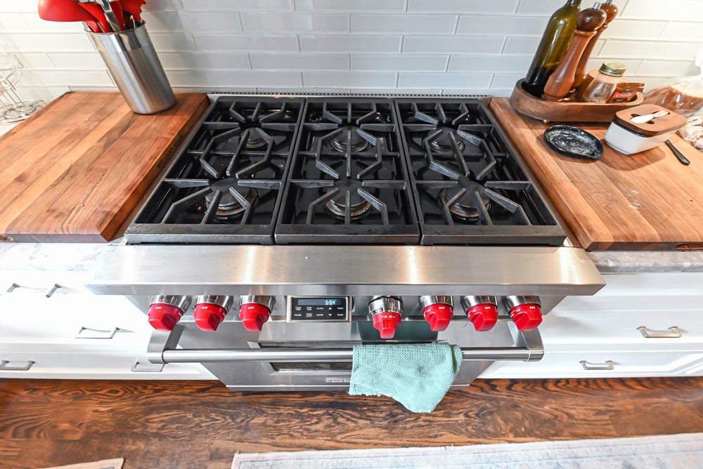 "The Belmont" Transitional White Kitchen with Island, Marble Countertop and Sub-Zero & Wolf Appliances