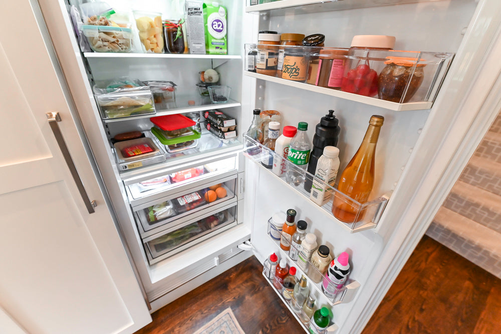 "The Belmont" Transitional White Kitchen with Island, Marble Countertop and Sub-Zero & Wolf Appliances