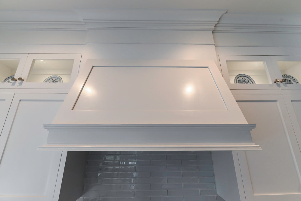 "The Belmont" Transitional White Kitchen with Island, Marble Countertop and Sub-Zero & Wolf Appliances