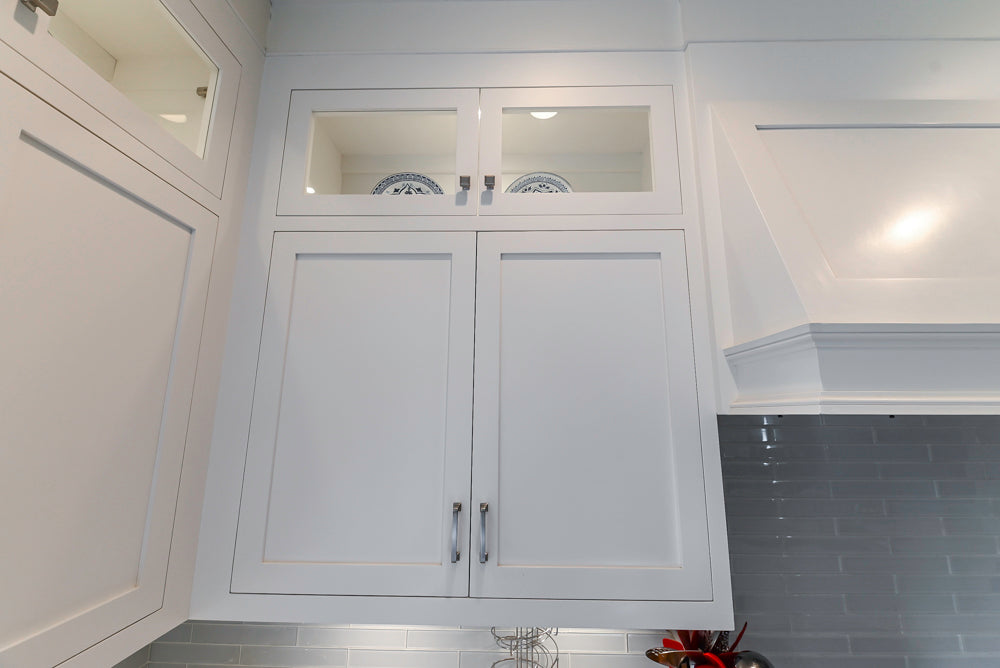 "The Belmont" Transitional White Kitchen with Island, Marble Countertop and Sub-Zero & Wolf Appliances