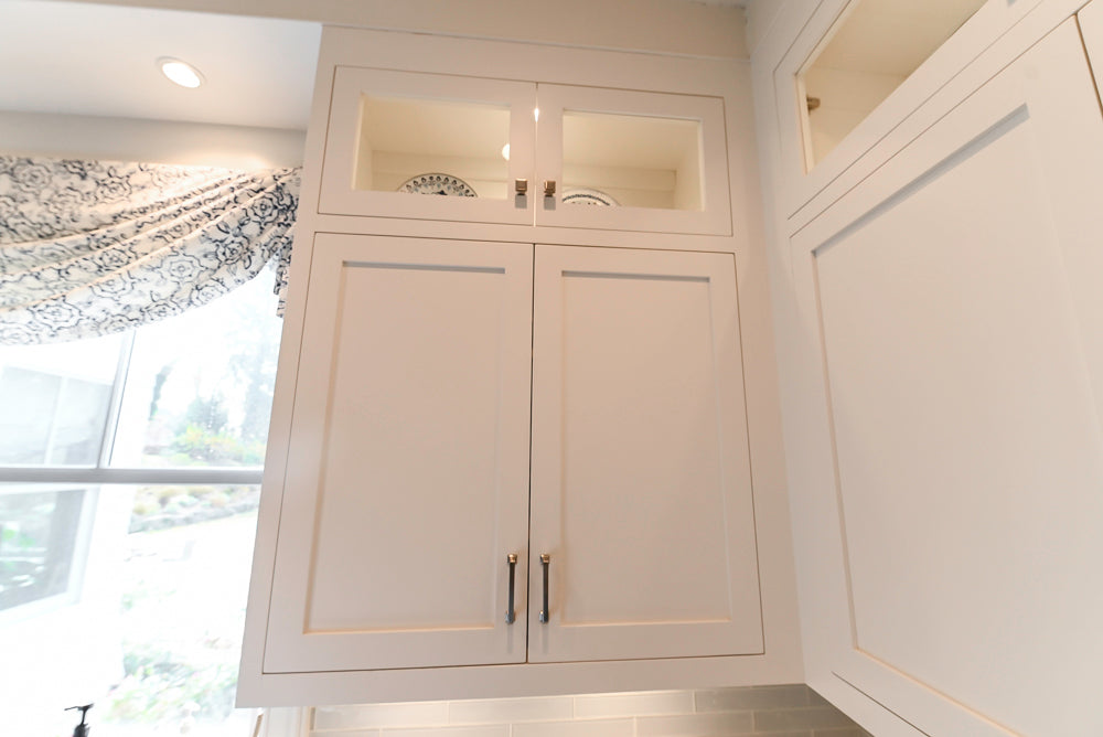 "The Belmont" Transitional White Kitchen with Island, Marble Countertop and Sub-Zero & Wolf Appliances