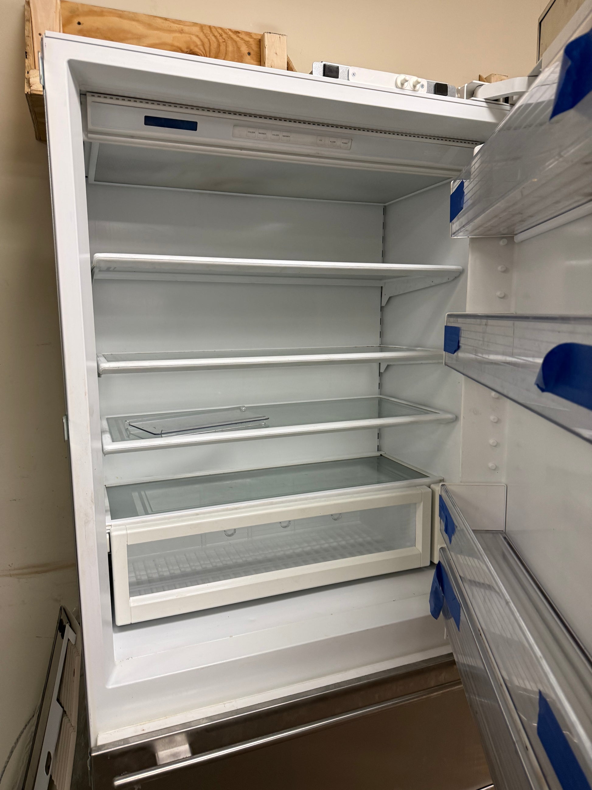 36 inch Sub-Zero 736TCI unit installed flush with stainless steel front and handles