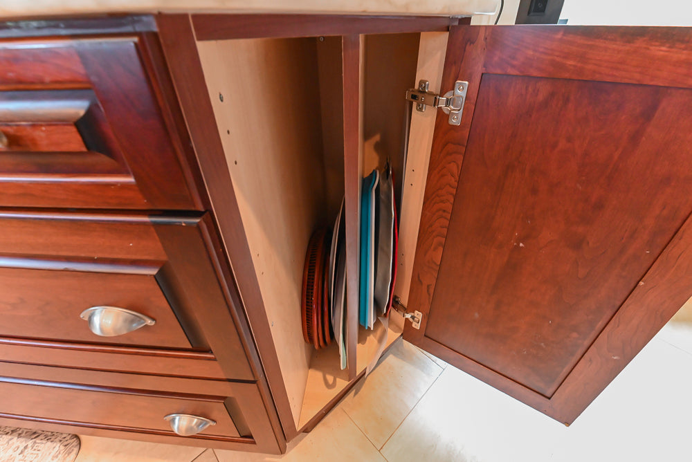 Custom Traditional Dark Wooden Kitchen with Marble Countertops and Wolf Appliances