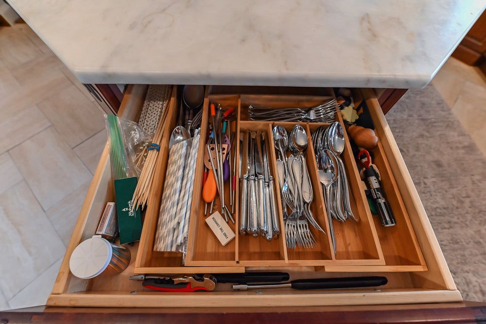 Custom Traditional Dark Wooden Kitchen with Marble Countertops and Wolf Appliances