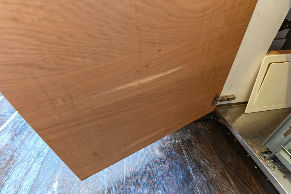 Poggenpohl Modern Light Wood Veneer Kitchen with White Marble Countertops and Appliances