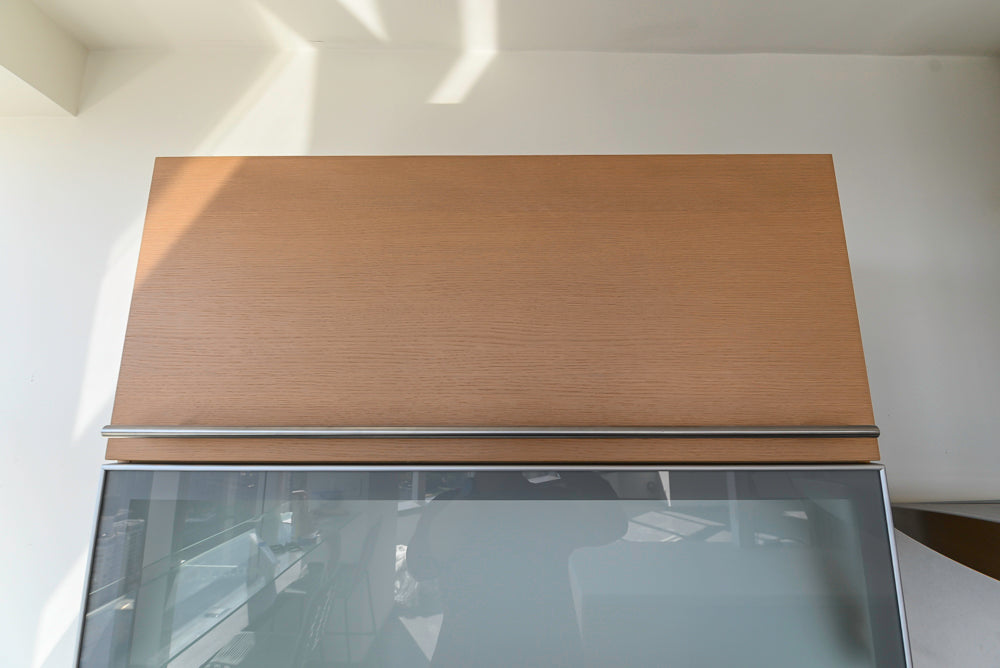 Poggenpohl Modern Light Wood Veneer Kitchen with White Marble Countertops and Appliances