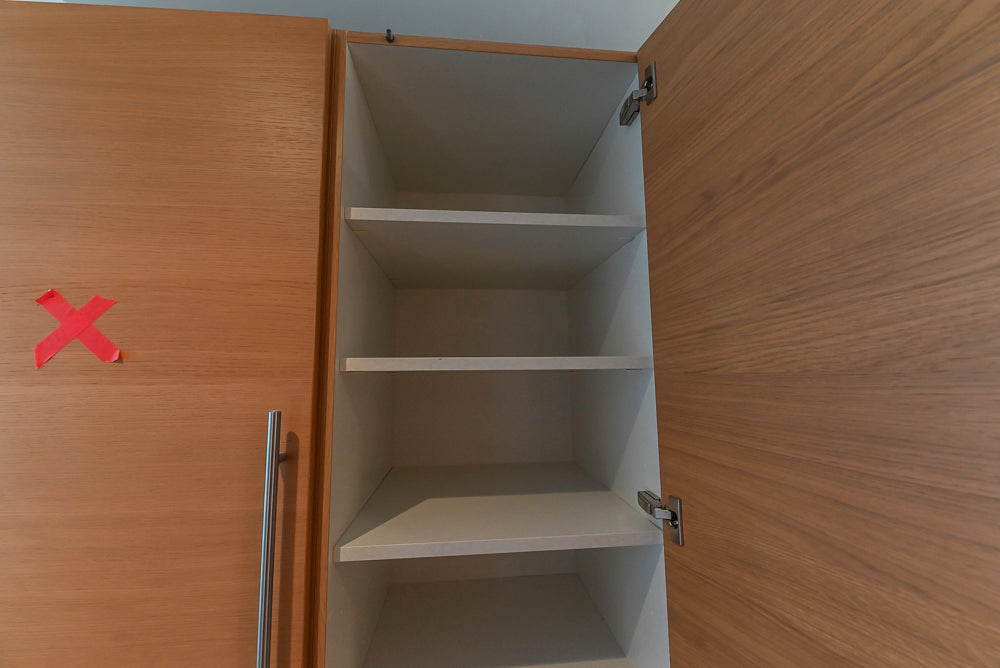 Poggenpohl Modern Light Wood Veneer Kitchen with White Marble Countertops and Appliances