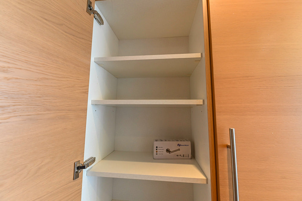 Poggenpohl Modern Light Wood Veneer Kitchen with White Marble Countertops and Appliances