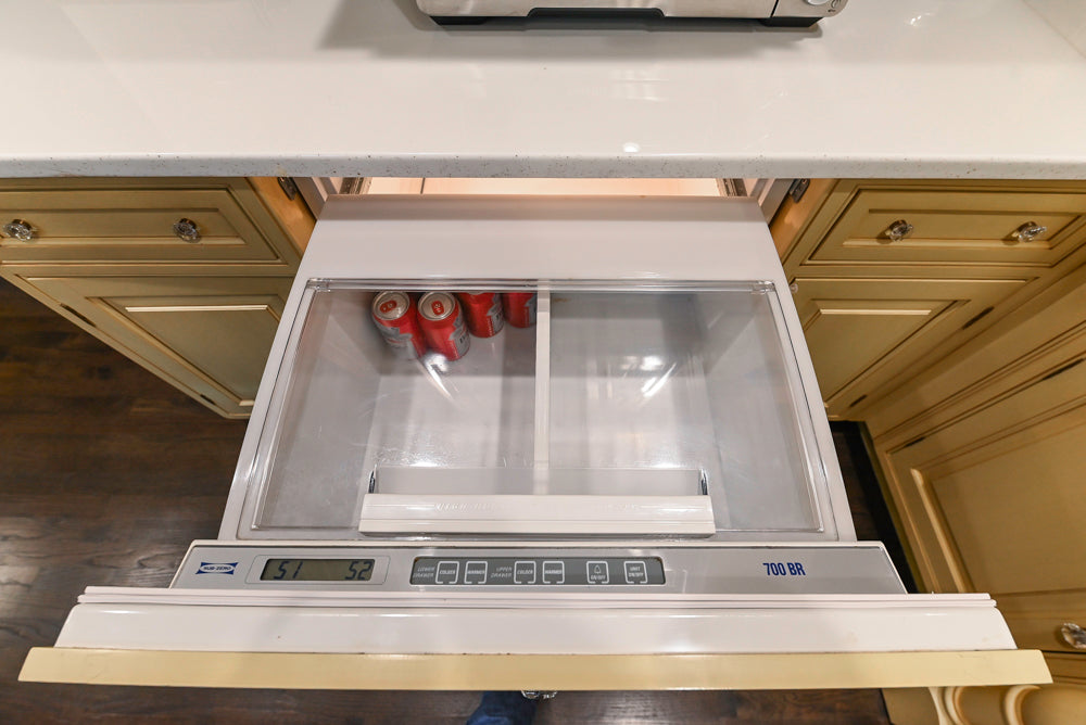 Custom Traditional "Clive-esque" Kitchen with Marble Countertops, Wood Top Island and Appliances