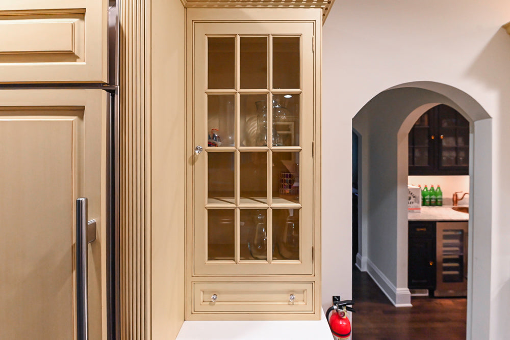 Custom Traditional "Clive-esque" Kitchen with Marble Countertops, Wood Top Island and Appliances