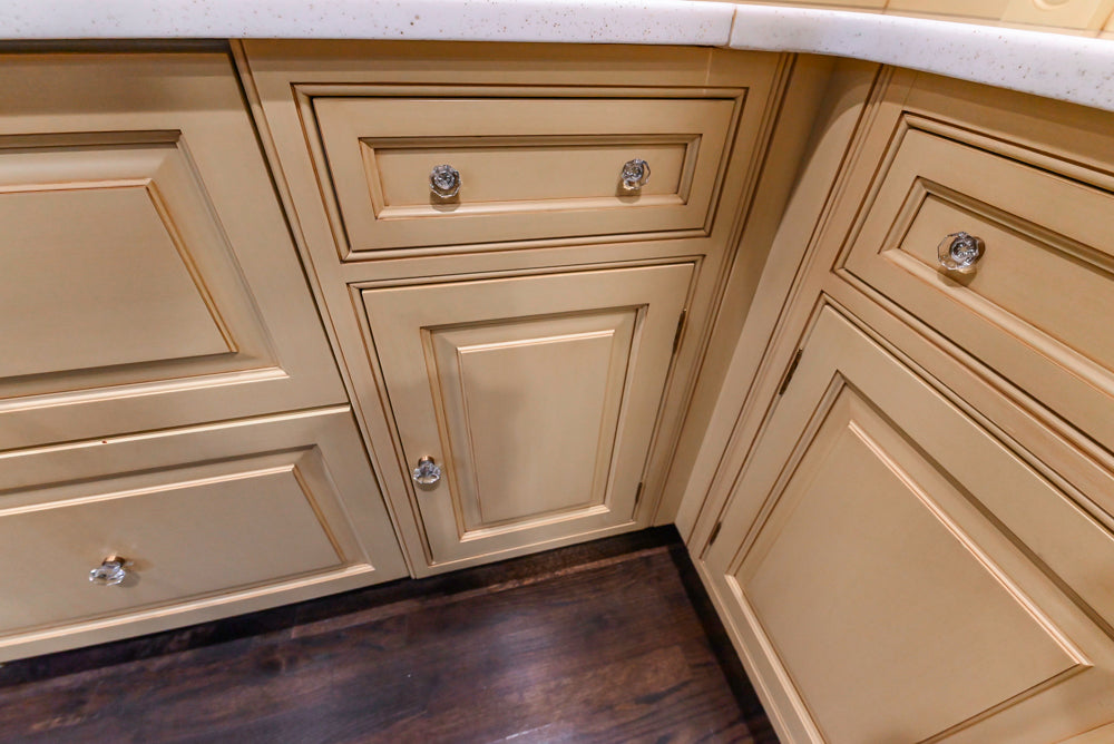 Custom Traditional "Clive-esque" Kitchen with Marble Countertops, Wood Top Island and Appliances