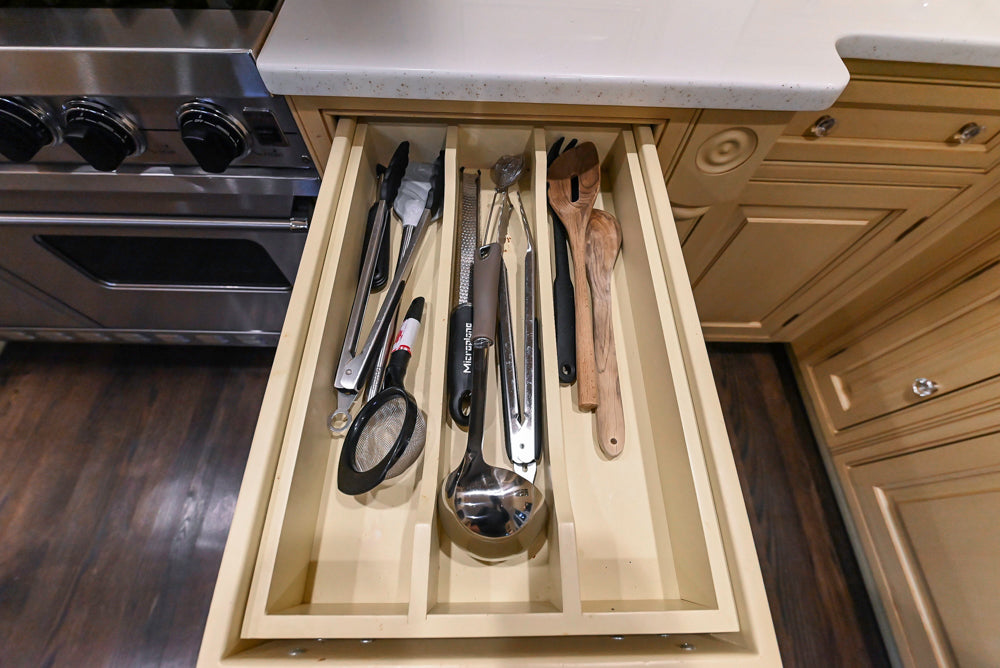 Custom Traditional "Clive-esque" Kitchen with Marble Countertops, Wood Top Island and Appliances