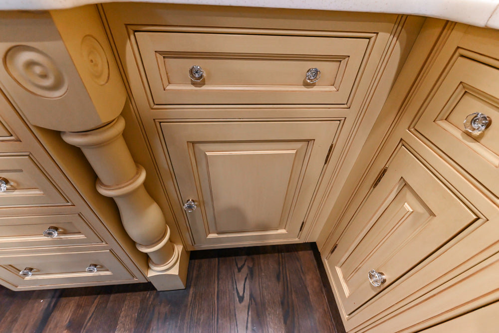 Custom Traditional "Clive-esque" Kitchen with Marble Countertops, Wood Top Island and Appliances