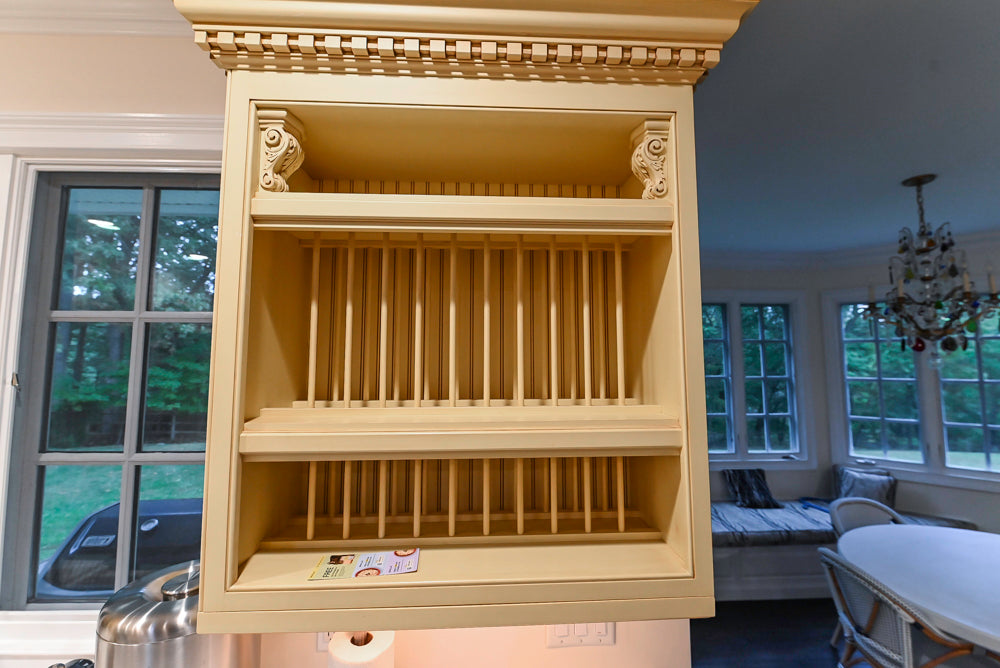 Custom Traditional "Clive-esque" Kitchen with Marble Countertops, Wood Top Island and Appliances
