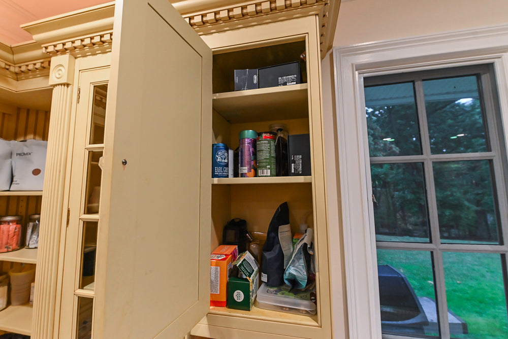Custom Traditional "Clive-esque" Kitchen with Marble Countertops, Wood Top Island and Appliances