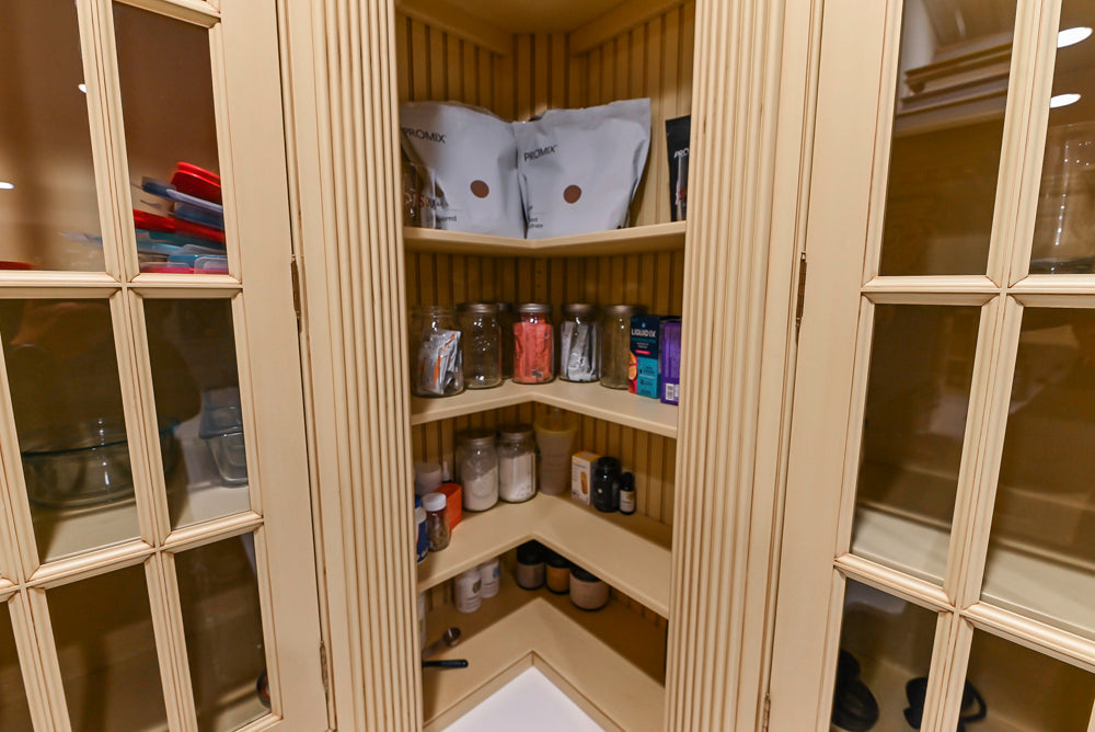 Custom Traditional "Clive-esque" Kitchen with Marble Countertops, Wood Top Island and Appliances