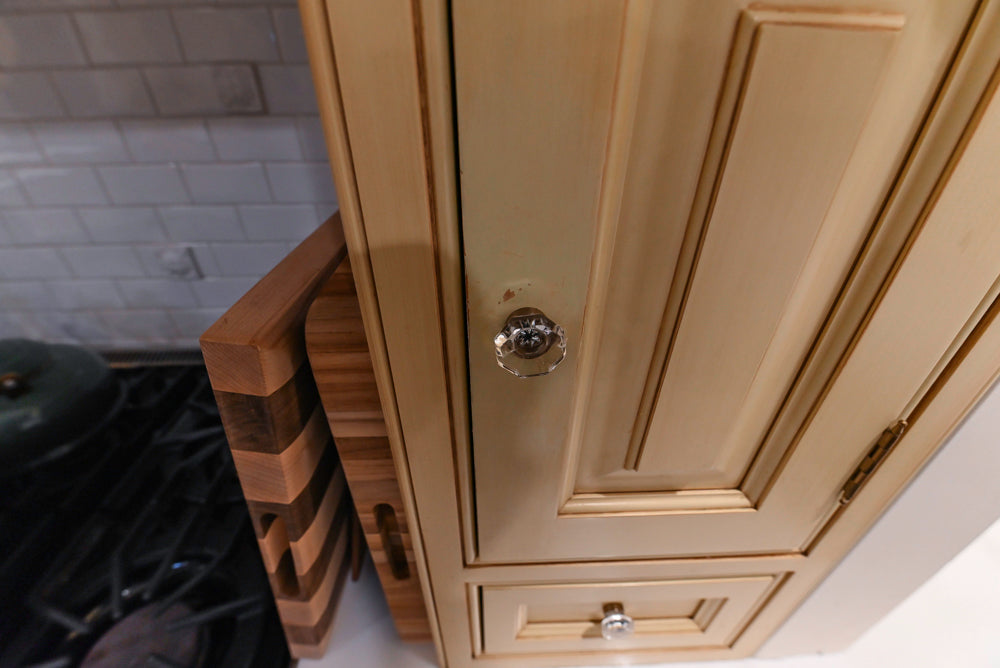 Custom Traditional "Clive-esque" Kitchen with Marble Countertops, Wood Top Island and Appliances