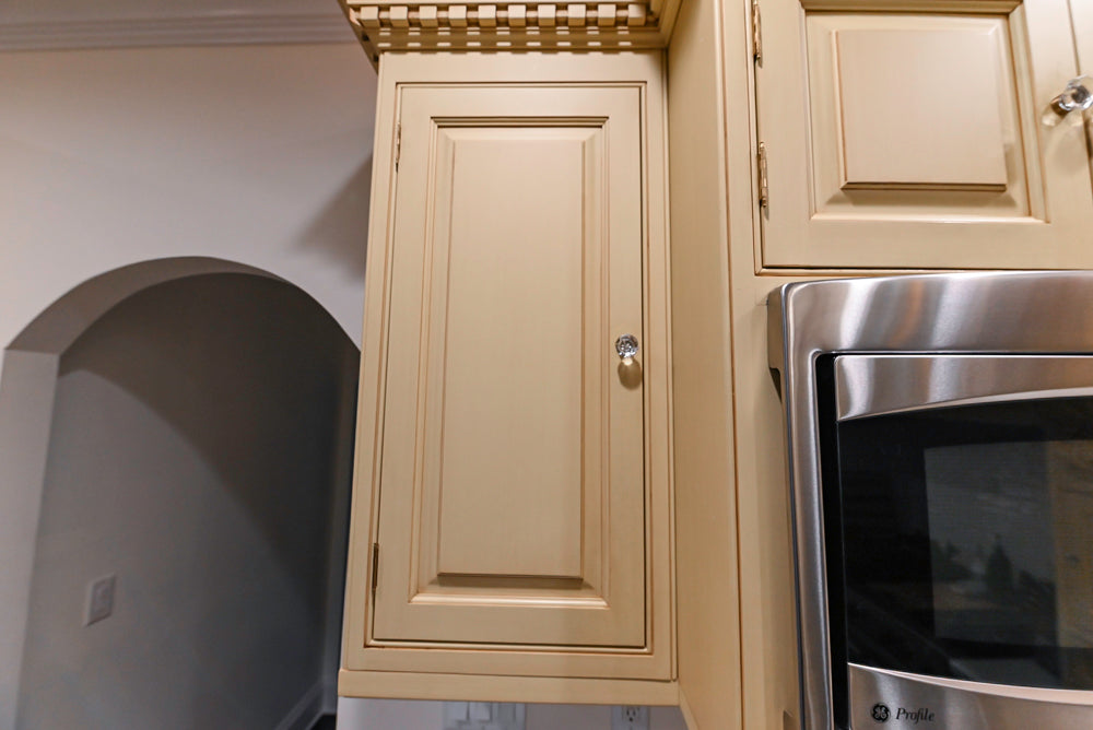 Custom Traditional "Clive-esque" Kitchen with Marble Countertops, Wood Top Island and Appliances